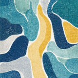 Ultra Soft Area Rug, Non Slip, Stain Resistant, Washable Area Rugs for Living Room, Bedroom, Funky Coastal Mosaic Rug Featuring Abstract Seashells and Surfboard Shapes(Blue)