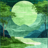 Ultra Soft Area Rug, Non Slip, Stain Resistant, Washable Area Rugs for Living Room, Bedroom, Charming Earthy Pastel Whirlwind Style(Green)