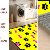 Ultra Soft Area Rug, Non Slip, Stain Resistant, Washable Area Rugs for Living Room, Bedroom, Vibrant Playful Paw Print Motif(Yellow)