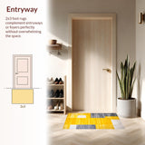 Ultra Soft Area Rug, Non Slip, Stain Resistant, Washable Area Rugs for Living Room, Bedroom, Lively Soft Colorblock Pattern(Yellow)