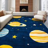 Ultra Soft Area Rug, Non Slip, Stain Resistant, Washable Area Rugs for Living Room, Bedroom, Whimsical Cosmic Planetary Landscape(Blue)