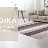 Ultra Soft Area Rug, Non Slip, Stain Resistant, Washable Area Rugs for Living Room, Bedroom, Chic Neutral Textured Stripe Motif(Purple)