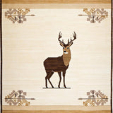 Ultra Soft Area Rug, Non Slip, Stain Resistant, Washable Area Rugs for Living Room, Bedroom, Chic Rustic Deer Imagery(Beige)