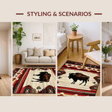 Ultra Soft Area Rug, Non Slip, Stain Resistant, Washable Area Rugs for Living Room, Bedroom, Elegant Cabin-Inspired Pattern(Red)