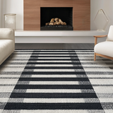 Ultra Soft Area Rug, Non Slip, Stain Resistant, Washable Area Rugs for Living Room, Bedroom, Monochrome Striped Geometric Rug, Contrast Zebra Pattern Carpet, Minimalist(Gray)