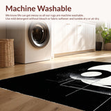 Ultra Soft Area Rug, Non Slip, Stain Resistant, Washable Area Rugs for Living Room, Bedroom, Elegant Circular Harmony Design(Black)