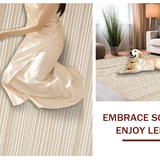 Ultra Soft Area Rug, Non Slip, Stain Resistant, Washable Area Rugs for Living Room, Bedroom, Sophisticated Minimalist Patterned Runner(Beige)