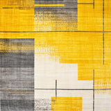 Ultra Soft Area Rug, Non Slip, Stain Resistant, Washable Area Rugs for Living Room, Bedroom, Contemporary Bold Geometric Fusion(Yellow)