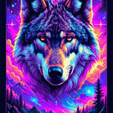 Ultra Soft Area Rug, Non Slip, Stain Resistant, Washable Area Rugs for Living Room, Bedroom, Fierce 3D Cosmic Wolf Design(Purple)