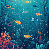 Ultra Soft Area Rug, Non Slip, Stain Resistant, Washable Area Rugs for Living Room, Bedroom, Oceanic Sensory Mat Marine Life & Bubbles Play Area Rug Design(Blue)