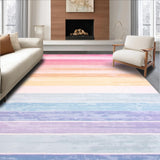 Ultra Soft Area Rug, Non Slip, Stain Resistant, Washable Area Rugs for Living Room, Bedroom, Cute Nursery Decor Rug Pastel Rainbow Stripes(Pink)