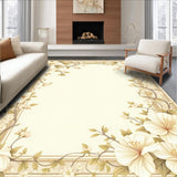 Ultra Soft Area Rug, Non Slip, Stain Resistant, Washable Area Rugs for Living Room, Bedroom, Neutral Floral Area for Home Office(Beige)