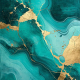 Artful Gold Accented Teal Splash(Green)