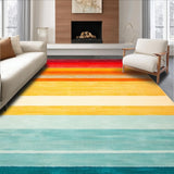 Ultra Soft Area Rug, Non Slip, Stain Resistant, Washable Area Rugs for Living Room, Bedroom, Boho Sunrise Stripe Rug With Easy Clean Surface For Versatile Decorating(Red)