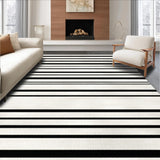 Ultra Soft Area Rug, Non Slip, Stain Resistant, Washable Area Rugs for Living Room, Bedroom, Striped Monochrome Welcome Rug with Classic Parallel Lines and Modern Accents(Black)
