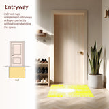 Ultra Soft Area Rug, Non Slip, Stain Resistant, Washable Area Rugs for Living Room, Bedroom, Minimalist Radiant Geometric Rug(Yellow)