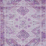 Ultra Soft Area Rug, Non Slip, Stain Resistant, Washable Area Rugs for Living Room, Bedroom, Stylish Curved Linear Motif(Purple)