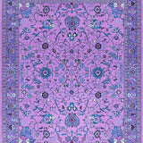 Ultra Soft Area Rug, Non Slip, Stain Resistant, Washable Area Rugs for Living Room, Bedroom, Rustic Blue Toned Botanical Motif(Purple)