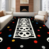 Ultra Soft Area Rug, Non Slip, Stain Resistant, Washable Area Rugs for Living Room, Bedroom, Charming Rustic Skeleton Illustration(Black)