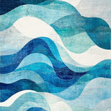Ultra Soft Area Rug, Non Slip, Stain Resistant, Washable Area Rugs for Living Room, Bedroom, Oceanic Voyage Nautical Wave Rug With Sailing Adventure Theme(Blue)