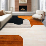 Ultra Soft Area Rug, Non Slip, Stain Resistant, Washable Area Rugs for Living Room, Bedroom, Black Orange Brown Abstract Geometric Shape Washable Area Rug(Orange)