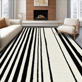 Ultra Soft Area Rug, Non Slip, Stain Resistant, Washable Area Rugs for Living Room, Bedroom, Minimalist Striped Area Rug for Porch and Doormat(Black)