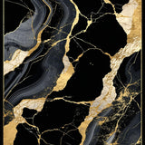 Ultra Soft Area Rug, Non Slip, Stain Resistant, Washable Area Rugs for Living Room, Bedroom, Opulent Golden Marble Aesthetic(Black)