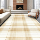 Ultra Soft Area Rug, Non Slip, Stain Resistant, Washable Area Rugs for Living Room, Bedroom, Boho Plaid Inspired Runner with an Artistic Intersecting Lines Design(Beige)