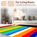 Ultra Soft Area Rug, Non Slip, Stain Resistant, Washable Area Rugs for Living Room, Bedroom, Playful Colorful Striped Arrangement(Red)
