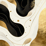 Elegant Softened Gold Linear Shapes(Black)