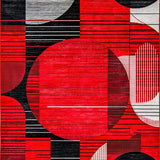 Ultra Soft Area Rug, Non Slip, Stain Resistant, Washable Area Rugs for Living Room, Bedroom, Artful Circular Design Aesthetic(Red)