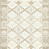 Ultra Soft Area Rug, Non Slip, Stain Resistant, Washable Area Rugs for Living Room, Bedroom, Rustic Ogee Design with Tassels(Beige)