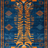 Ultra Soft Area Rug, Non Slip, Stain Resistant, Washable Area Rugs for Living Room, Bedroom, Artful Minimalist Tiger Design(Blue)