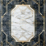 Ultra Soft Area Rug, Non Slip, Stain Resistant, Washable Area Rugs for Living Room, Bedroom, Chic Geometric Gold Accents Style(White)