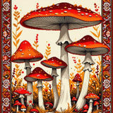Charming Earthy Toned Mushroom Motif(Red)