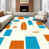 Ultra Soft Area Rug, Non Slip, Stain Resistant, Washable Area Rugs for Living Room, Bedroom, Artistic Shoreline Graphic Presentation(Orange)