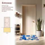 Ultra Soft Area Rug, Non Slip, Stain Resistant, Washable Area Rugs for Living Room, Bedroom, Geometric Blue Beige Area for(Blue)