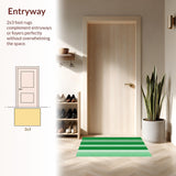 Chic Textured Green and White Stripes(Green)