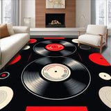 Ultra Soft Area Rug, Non Slip, Stain Resistant, Washable Area Rugs for Living Room, Bedroom, Modern Abstract Music Motif(Red)