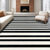 Ultra Soft Area Rug, Non Slip, Stain Resistant, Washable Area Rugs for Living Room, Bedroom, Contemporary Dual-Tone Linear Pattern Home Decor Floor Mat With Modern Look(Black)