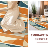 Ultra Soft Area Rug, Non Slip, Stain Resistant, Washable Area Rugs for Living Room, Bedroom, Bright Ocean Wave Inspired Rug(Orange)