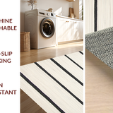 Ultra Soft Area Rug, Non Slip, Stain Resistant, Washable Area Rugs for Living Room, Bedroom, Sleek Transitional Striped Visual Appeal(Beige)