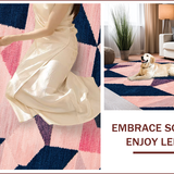 Ultra Soft Area Rug, Non Slip, Stain Resistant, Washable Area Rugs for Living Room, Bedroom, Navy Blue Yoga Mat Modern Area Carpet(Pink)