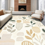 Ultra Soft Area Rug, Non Slip, Stain Resistant, Washable Area Rugs for Living Room, Bedroom, Safari Grove Area with Whimsical Animal Motifs and Neutral Leaf Accents(Beige)
