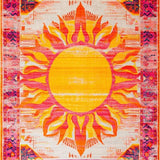 Ultra Soft Area Rug, Non Slip, Stain Resistant, Washable Area Rugs for Living Room, Bedroom, Joyful Bright Orange Patterned Accent(Orange)