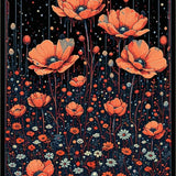 Ultra Soft Area Rug, Non Slip, Stain Resistant, Washable Area Rugs for Living Room, Bedroom, Ethereal Floral Ghost Motif(Red)