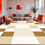 Ultra Soft Area Rug, Non Slip, Stain Resistant, Washable Area Rugs for Living Room, Bedroom, Cream & Tan Checkered Area Modern Block Print Floor(Beige)