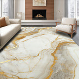 Ultra Soft Area Rug, Non Slip, Stain Resistant, Washable Area Rugs for Living Room, Bedroom, Stylish Beige Marble Effect Modern Artistic Bathroom(White)