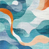 Ultra Soft Area Rug, Non Slip, Stain Resistant, Washable Area Rugs for Living Room, Bedroom, Turtle Themed Swimmer Surfboard Accent Rug With Abstract Ocean Swirl Design(Blue)