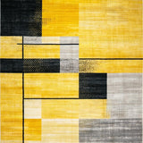Ultra Soft Area Rug, Non Slip, Stain Resistant, Washable Area Rugs for Living Room, Bedroom, Dynamic Contemporary Color Burst(Yellow)